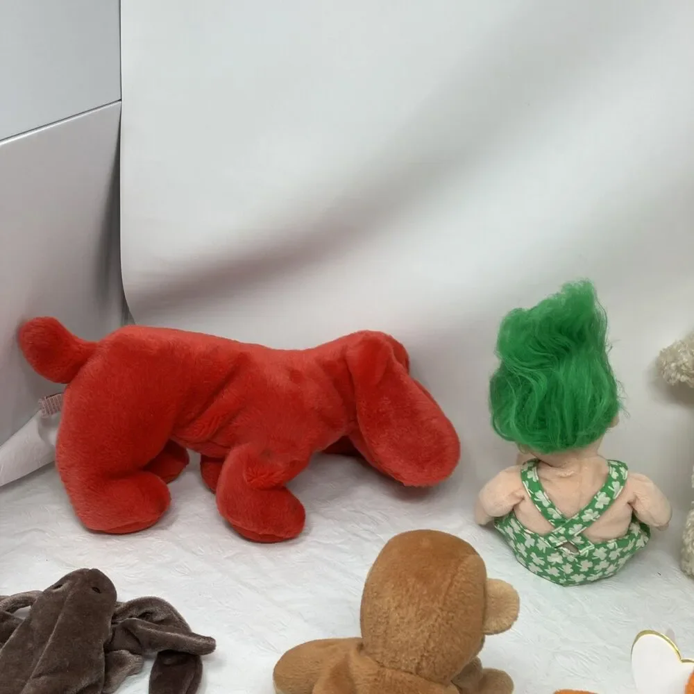 Ty Beanie Babies & Plush Lot of 11 Poodle Bear Scorpion Troll Dog Monkey Etc